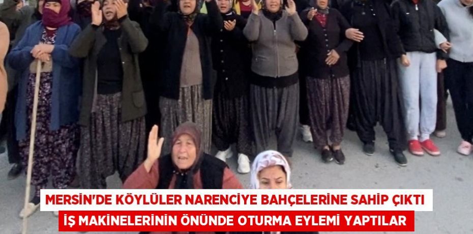 MERSİN’DE KÖYLÜLER NARENCİYE BAHÇELERİNE SAHİP ÇIKTI İŞ MAKİNELERİNİN ÖNÜNDE OTURMA EYLEMİ YAPTILAR